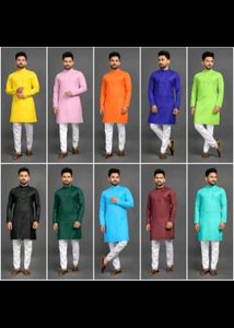 White Mens Cotton Kurta.