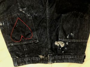 Dark Wash Jeans with Heart Embroidery