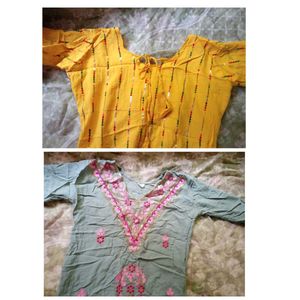 pack of 2 Yellow Kurta with Sequins