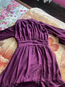 Purple Long Sleeve Mini Dress