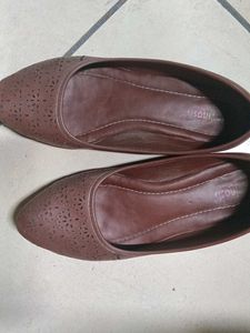 Women's Brown Perforated Ballerinas