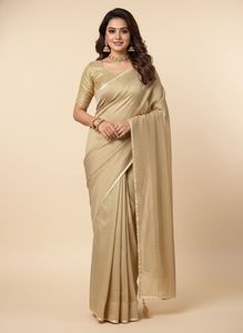 Elegant Golden Saree with Embellishments