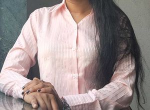 Light Pink Striped Button-Up Shirt