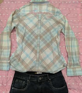 🩵 Pastel Preppy Plaid Shirt