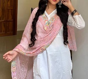 Embroidered Pink Dupatta