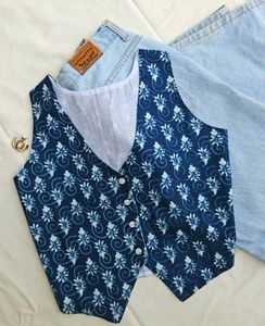 Block print Floral  Vest