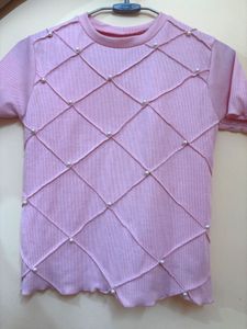Pink Pearl Embellished T-Shirt