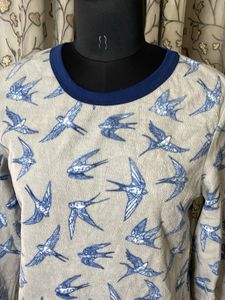 Cute Bird Print Long Sleeve Top