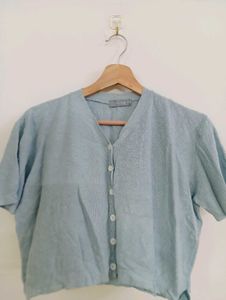 Light Blue Button-Up Top