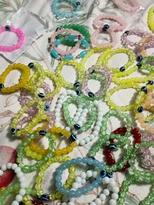 Colorful Beaded Bracelets with Evil Eye bandle