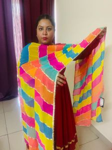 Colorful Striped Gotta Patti Dupatta