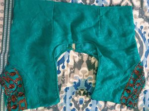 Elegant Teal Embroidered Saree