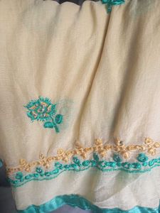 Embroidered Cream Dupatta