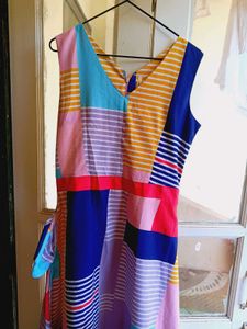 Colorful Patchwork Sleeveless Midi Dress
