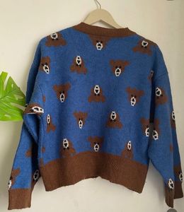 Cute Blue Bear Print Cardigan