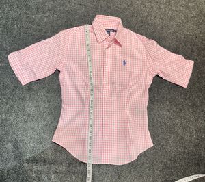 Ralph Lauren Women's Slim Fit Pink Plaid Shirt