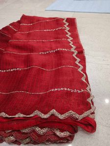 Red Beaded Saree