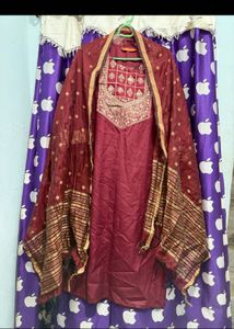 Maroon Kurta Set with Dupatta