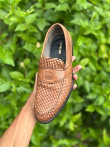 Brown Woven Leather Loafers