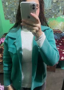 Teal Button-Down coat