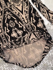 Elegant Patterned Mock Neck Dress