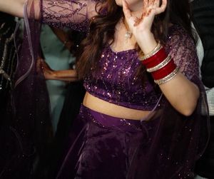 Stunning Purple handwork Lehenga Choli Set