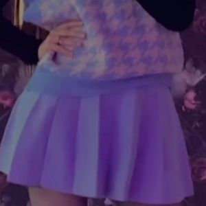 Cute Purple Pleated Mini Skirt
