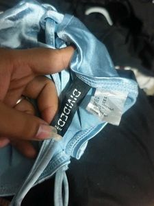 I. Light Blue Satin Corset Top