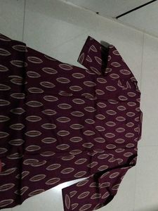 Men's Burgundy Leaf Print Shirt