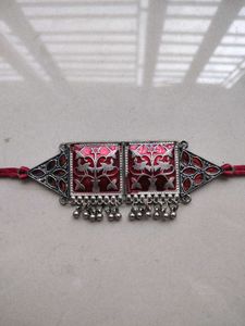 Bohemian Red &amp; Silver Choker