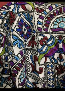 Boho Print V-Neck Smocked Waist Top