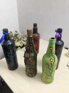 Hand-Painted Decorative Bottles (Set of 5)