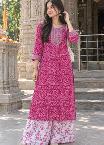 Stylish Pink Kurta with Palazzo Set