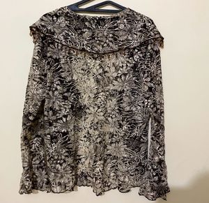 Y2K sheer beaded floral top