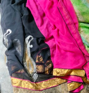 Elegant Black Saree with Gold Embroidery