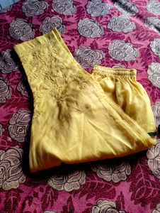 Elegant Yellow Embroidered Kurti Set