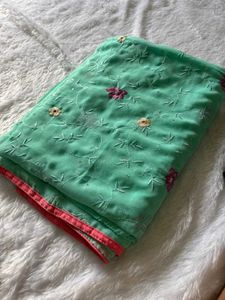 Embroidered Green Saree🥰