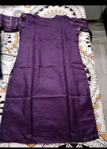 Elegant Purple Kurti with Gold Stripes