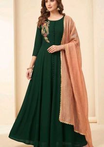 Emerald Green Embroidered Anarkali Suit