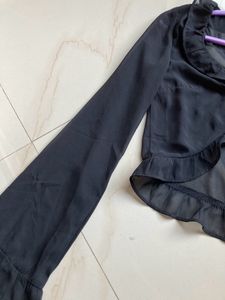 H&amp;M Ruffle Mesh Top