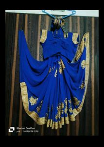 Royal Blue Saree with Gold Embroidery