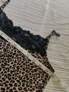 M&amp;S Leopard Print Cami Top with Lace Trim