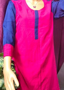 Vibrant Pink &amp; Blue Kurta contras colour