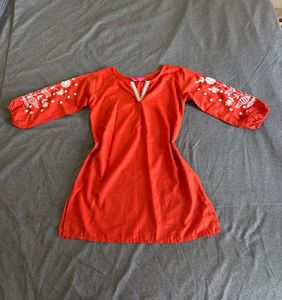 Elegant Orange Kurta Set with Pants