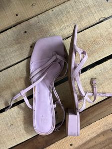 Lavender Strappy Square Toe Sandals