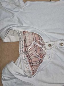 Cute Plaid Layered Short Sleeve Top