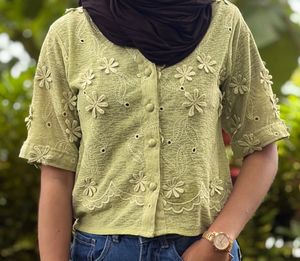 Chic Embroidered Button-Up Top