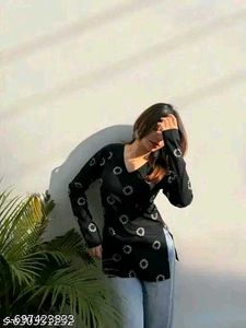 Stylish Black Kurti with Floral Print