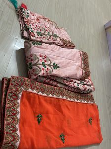 Orange Odhni With Pink Lehanga