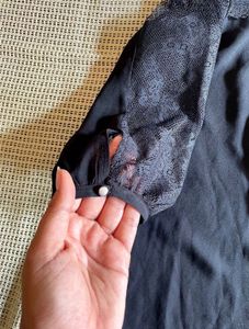 Elegant Black Lace Detail Blouse